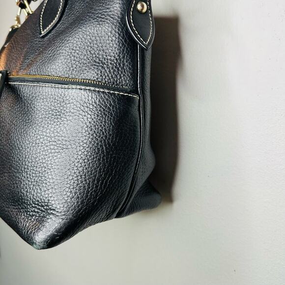 DOONEY & BOURKE Black Pebble Grain Double Pocket Satchel Zipper Shoulder Handbag - Picture 8 of 13